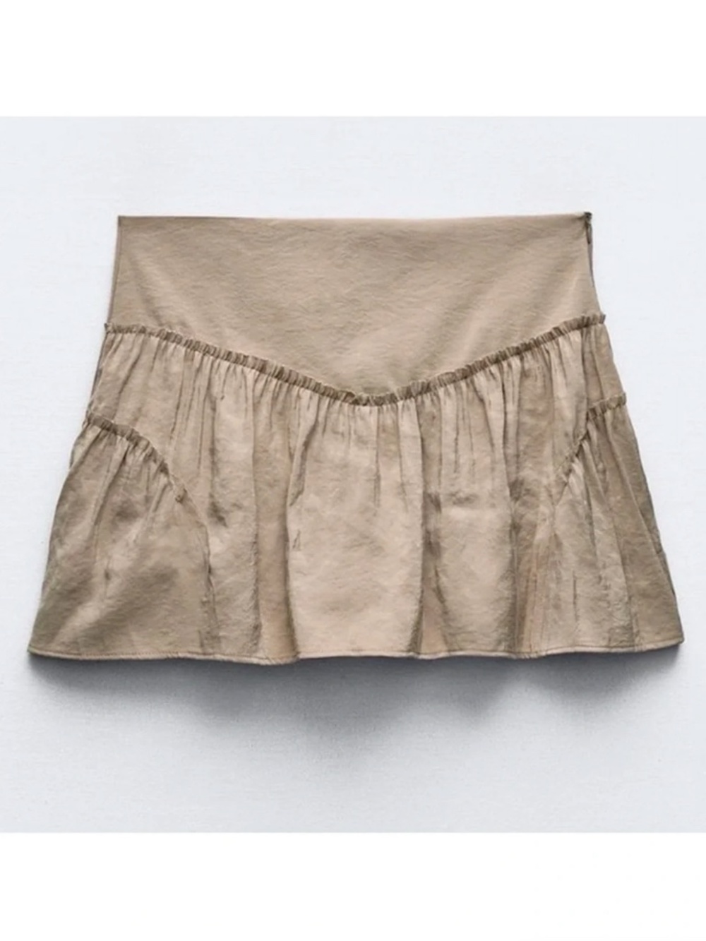 Zara Beige Tiered Mini Skirt